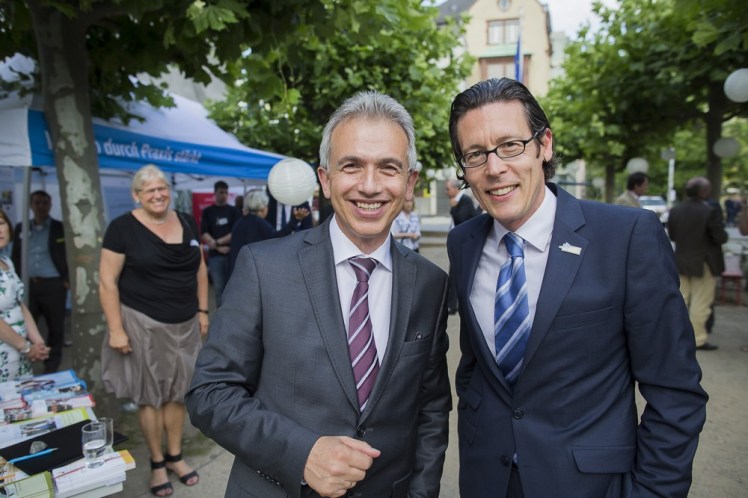 Sommerempfang der Frankfurter Wirtschaft am 11.07.2016 +++ Aufgenommen an der FH / Frankfurt University of Applied Sciences, von Christian Christes in Frankfurt am Main. OB Peter Feldmann und Prof. Dr. Frank Dievernich